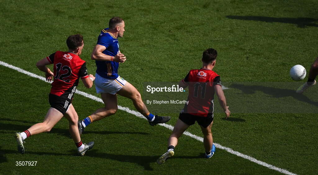 11 July 2026; Dean Healy of Wicklow shoots to score his side's first goal during the Tailteann Cup final match between Down and Wicklow at Croke Park in Dublin. Photo by Stephen McCarthy/Sportsfile