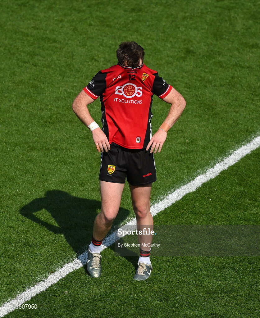 11 July 2026; Miceal Rooney of Down after the Tailteann Cup final match between Down and Wicklow at Croke Park in Dublin. Photo by Stephen McCarthy/Sportsfile