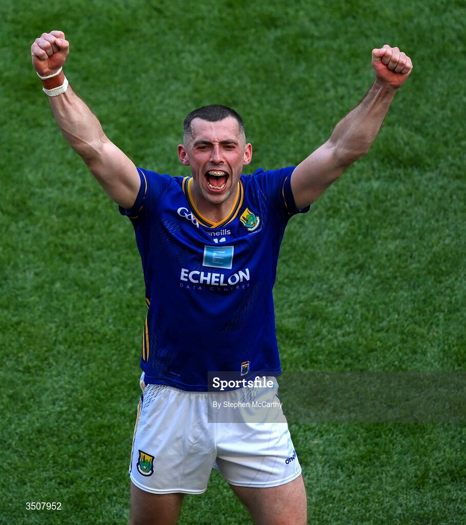 11 July 2026; Padraig O'Toole of Wicklow celebrates after the Tailteann Cup final match between Down and Wicklow at Croke Park in Dublin. Photo by Stephen McCarthy/Sportsfile