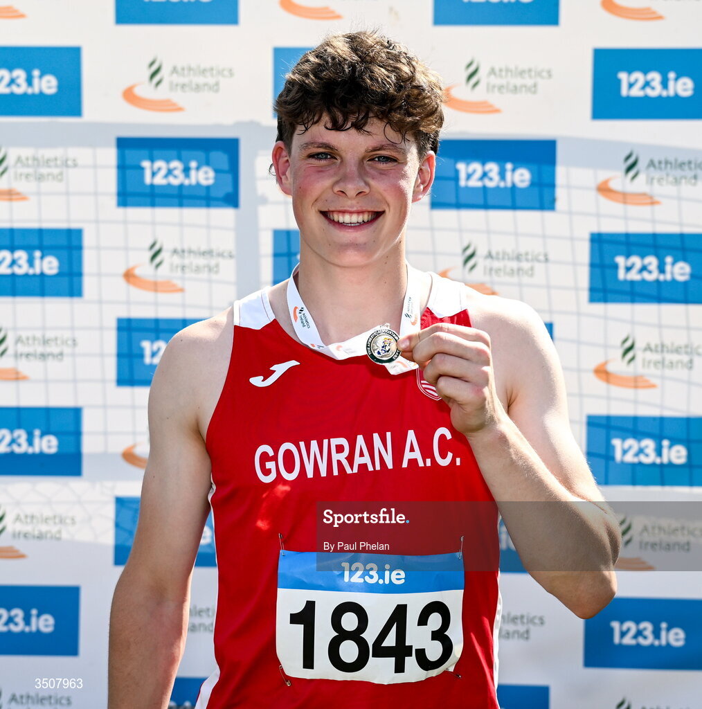 11 July 2026; James Kelsey of Gowran A.C. wins the U19 boy's High Jump during day three of the 123.ie National Championships at Tullamore Harriers Athletics Club in Tullamore, Offaly. Photo by Paul Phelan/Sportsfile