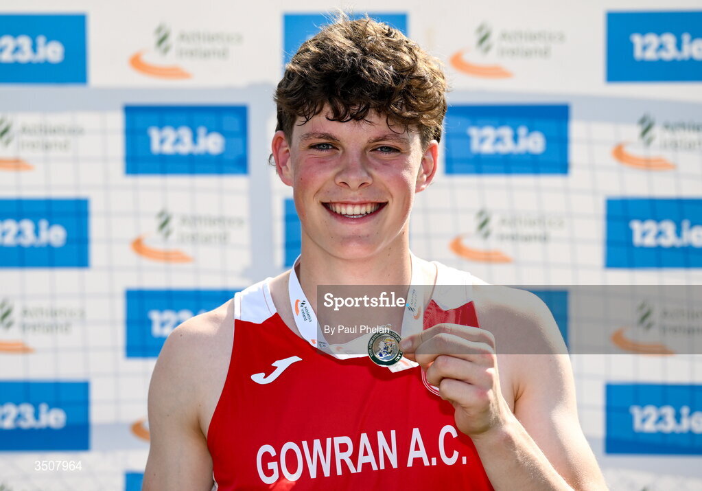 11 July 2026; James Kelsey of Gowran A.C. wins the U19 boy's High Jump during day three of the 123.ie National Championships at Tullamore Harriers Athletics Club in Tullamore, Offaly. Photo by Paul Phelan/Sportsfile
