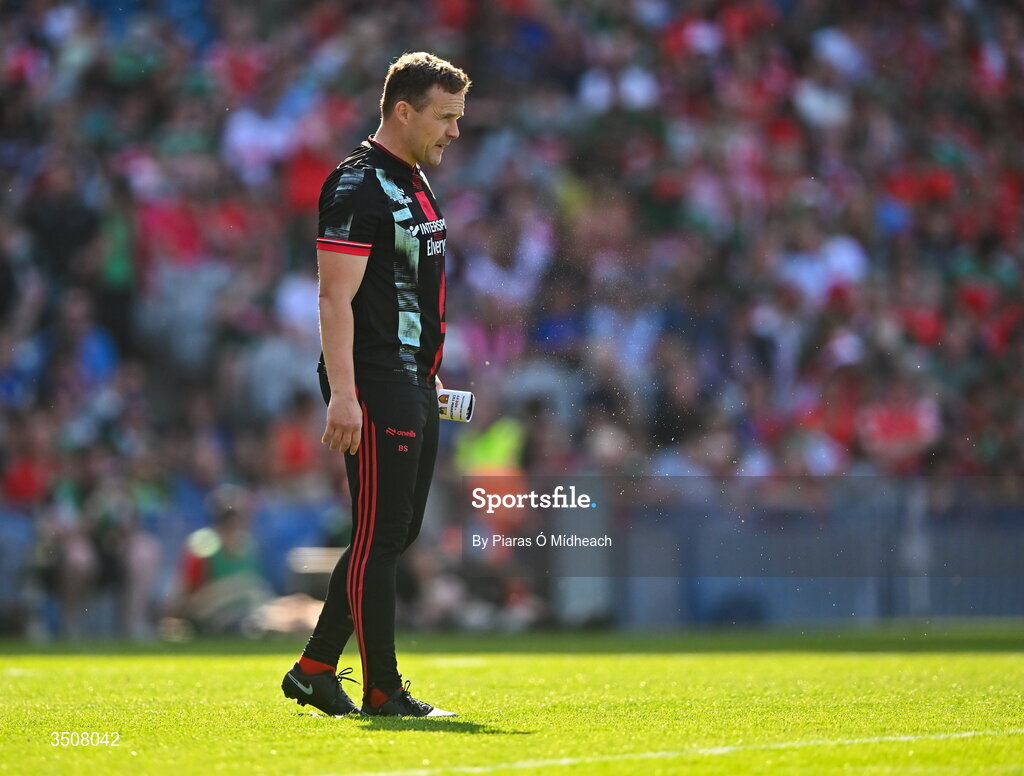 11 July 2026; Mayo manager Andy Moran before the GAA Football All-Ireland Senior Championship semi-final match between Mayo and Louth at Croke Park in Dublin. Photo by Piaras Ó Mídheach/Sportsfile