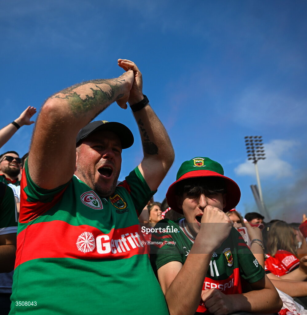 11 July 2026; Supporters on Hill 16 during the GAA Football All-Ireland Senior Championship semi-final match between Mayo and Louth at Croke Park in Dublin. Photo by Ramsey Cardy/Sportsfile