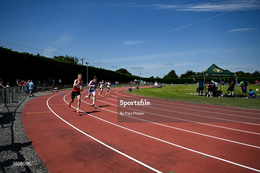 11 July 2026; A boy's 200m heat during day three of the 123.ie National Championships at Tullamore Harriers Athletics Club in Tullamore, Offaly. Photo by Paul Phelan/Sportsfile