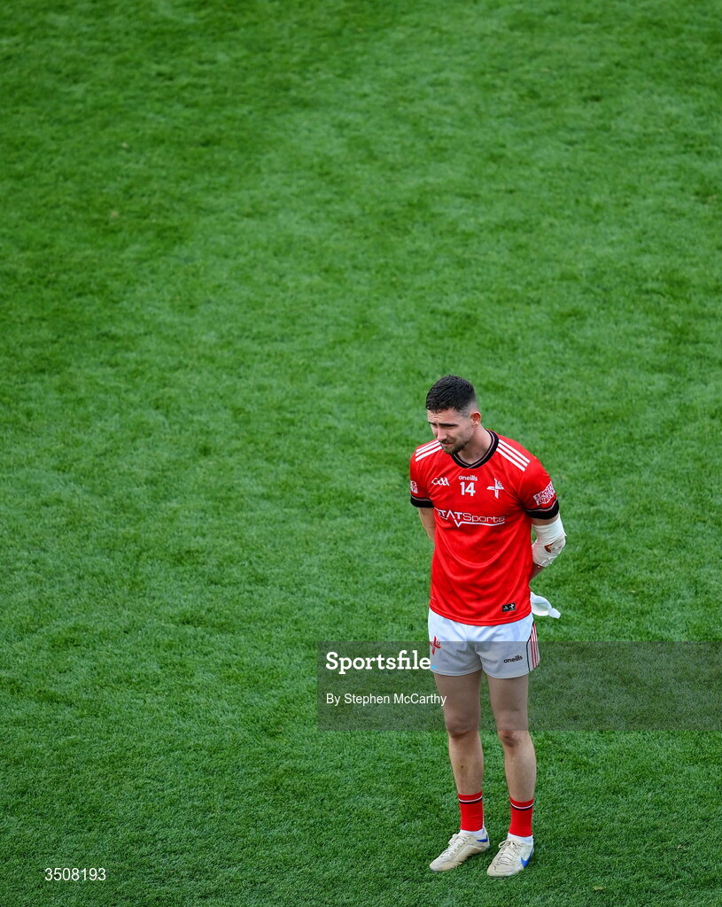 11 July 2026; Ciaran Downey of Louth after the GAA Football All-Ireland Senior Championship semi-final match between Mayo and Louth at Croke Park in Dublin. Photo by Stephen McCarthy/Sportsfile