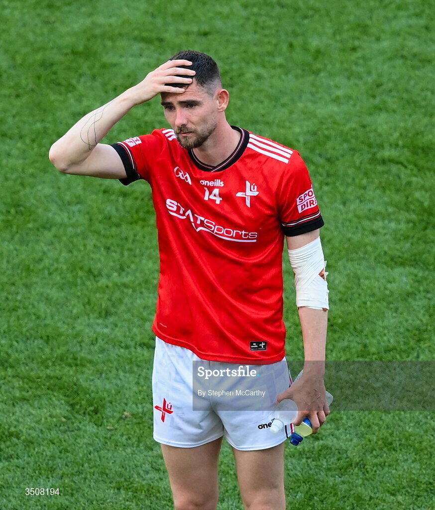 11 July 2026; Ciaran Downey of Louth after the GAA Football All-Ireland Senior Championship semi-final match between Mayo and Louth at Croke Park in Dublin. Photo by Stephen McCarthy/Sportsfile