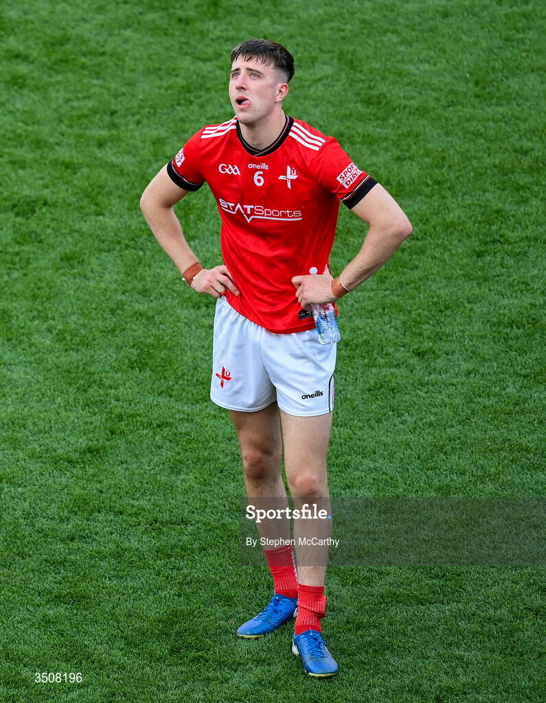 11 July 2026; Dara McDonnell of Louth after the GAA Football All-Ireland Senior Championship semi-final match between Mayo and Louth at Croke Park in Dublin. Photo by Stephen McCarthy/Sportsfile