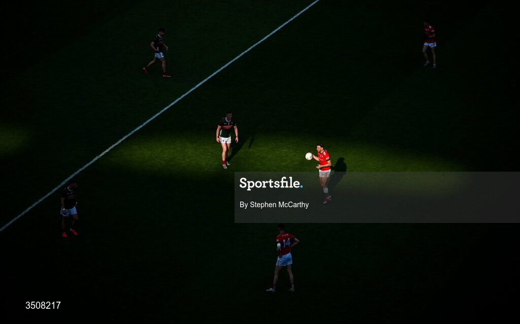 11 July 2026; Sam Mulroy of Louth during the GAA Football All-Ireland Senior Championship semi-final match between Mayo and Louth at Croke Park in Dublin. Photo by Stephen McCarthy/Sportsfile