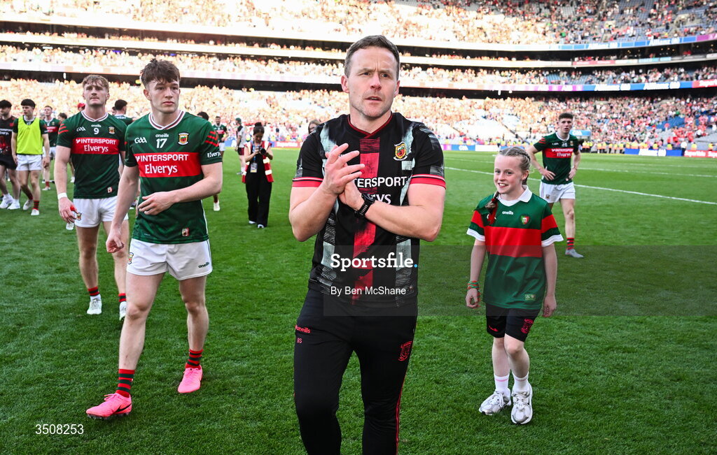 11 July 2026; Mayo manager Andy Moran after the GAA Football All-Ireland Senior Championship semi-final match between Mayo and Louth at Croke Park in Dublin. Photo by Ben McShane/Sportsfile