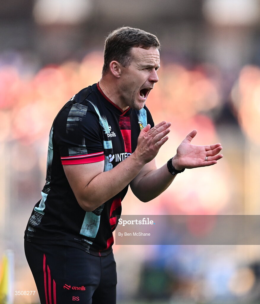 11 July 2026; Mayo manager Andy Moran during the GAA Football All-Ireland Senior Championship semi-final match between Mayo and Louth at Croke Park in Dublin. Photo by Ben McShane/Sportsfile