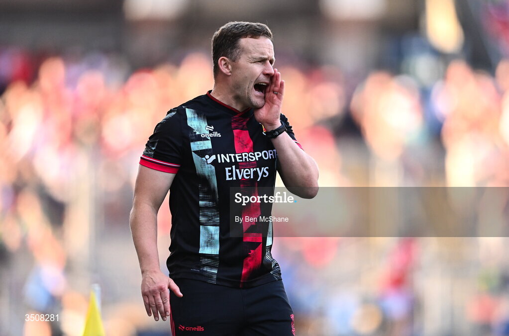 11 July 2026; Mayo manager Andy Moran during the GAA Football All-Ireland Senior Championship semi-final match between Mayo and Louth at Croke Park in Dublin. Photo by Ben McShane/Sportsfile