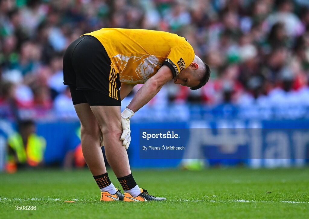 11 July 2026; Louth goalkeeper Niall McDonnell after his side's defeat in the GAA Football All-Ireland Senior Championship semi-final match between Mayo and Louth at Croke Park in Dublin. Photo by Piaras Ó Mídheach/Sportsfile