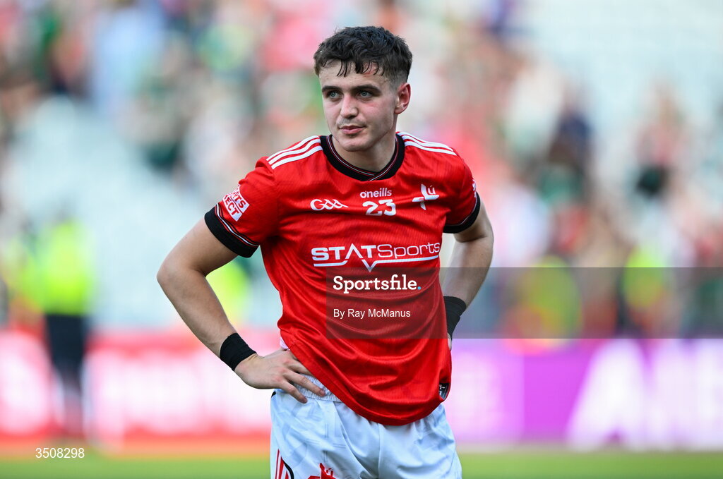11 July 2026; Tadgh McDonnell of Louth after the GAA Football All-Ireland Senior Championship semi-final match between Mayo and Louth at Croke Park in Dublin. Photo by Ray McManus/Sportsfile