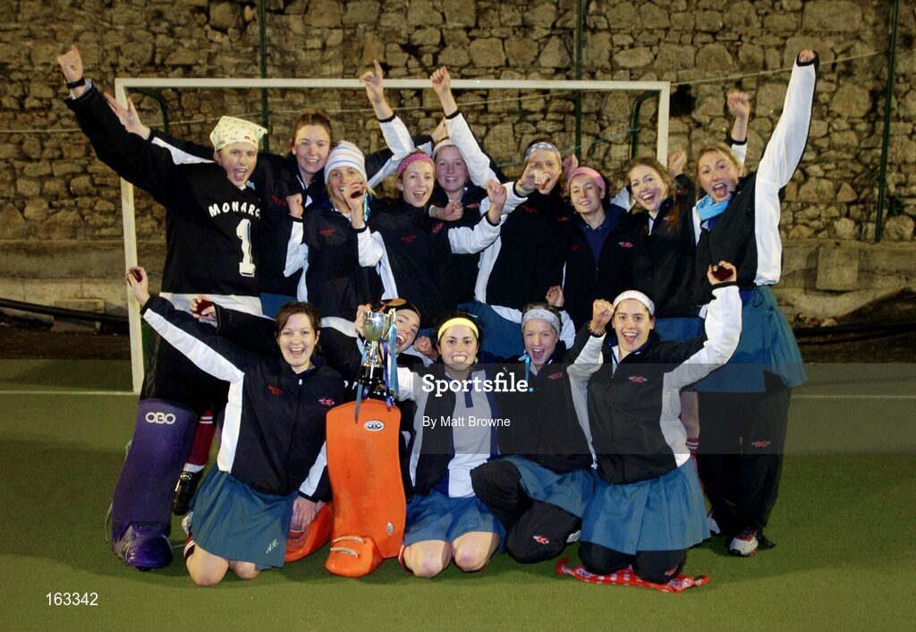 17 December 2004; Mount Anville team celebrate with the cup after victory over Wesley College. Schoolgirls Leinster Premier League, Mount Anville v Wesley College, Grange Road, Dublin. Picture credit; Matt Browne / SPORTSFILE