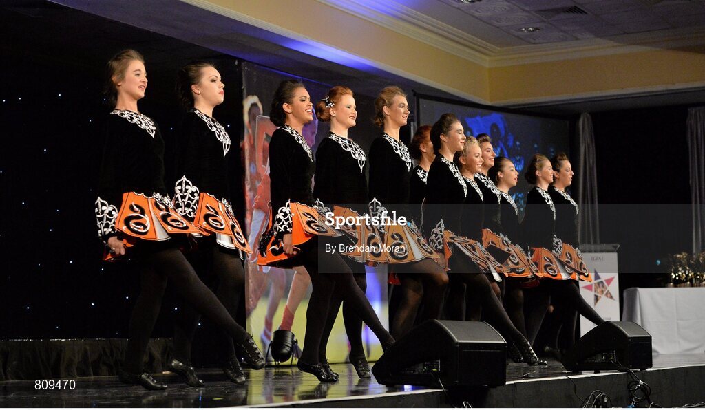 9 November 2013; Dancers from the O'Shea School of Dancing peforming during the TG4 Ladies Football All-Star Awards 2013. Citywest Hotel, Saggart, Co. Dublin. Picture credit: Brendan Moran / SPORTSFILE