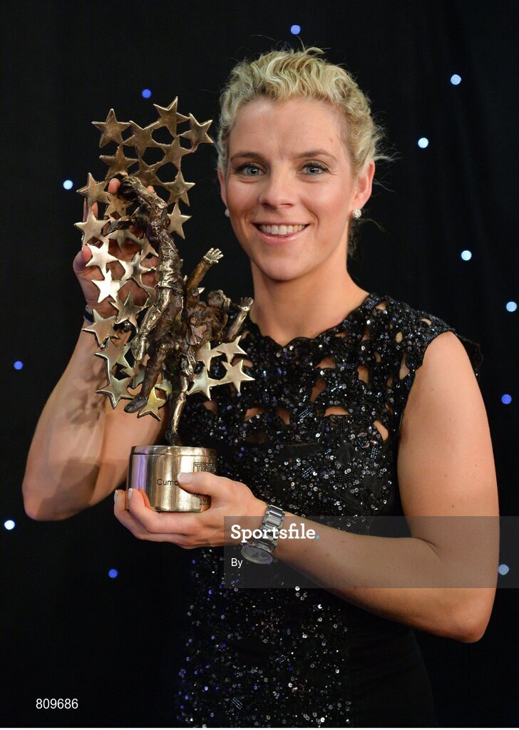 9 November 2013; Valerie Mulcahy, Cork, with her TG4 Ladies Football All-Star Award. TG4 Ladies Football All-Star Awards 2013, Citywest Hotel, Saggart, Co. Dublin. Picture credit; Ramsey Cardy / SPORTSFILE
