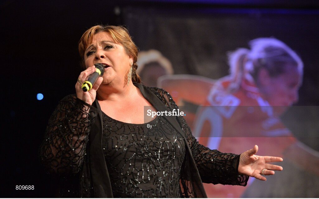 9 November 2013; Mary Byrne peforming during the TG4 Ladies Football All-Star Awards 2013. Citywest Hotel, Saggart, Co. Dublin. Picture credit; Ramsey Cardy / SPORTSFILE