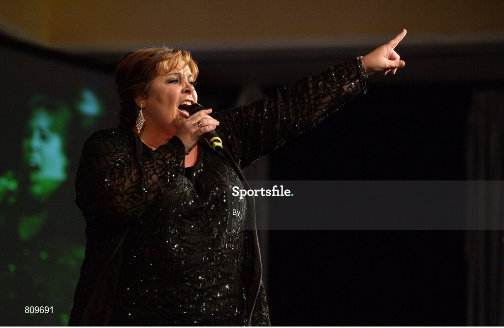 9 November 2013; Mary Byrne peforming during the TG4 Ladies Football All-Star Awards 2013. Citywest Hotel, Saggart, Co. Dublin. Picture credit; Ramsey Cardy / SPORTSFILE