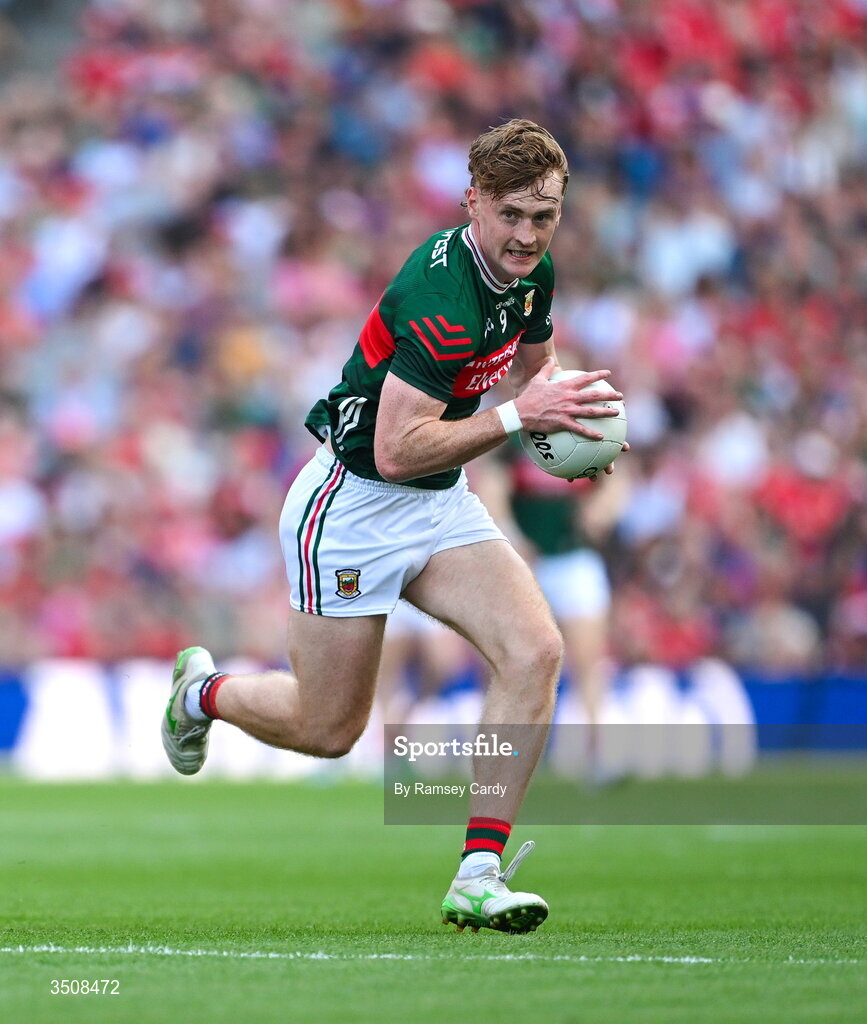 11 July 2026; Jack Carney of Mayo during the GAA Football All-Ireland Senior Championship semi-final match between Mayo and Louth at Croke Park in Dublin. Photo by Ramsey Cardy/Sportsfile