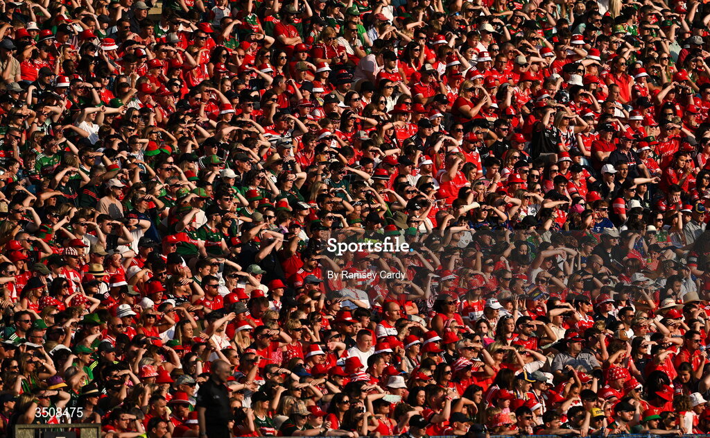 11 July 2026; Supporters during the GAA Football All-Ireland Senior Championship semi-final match between Mayo and Louth at Croke Park in Dublin. Photo by Ramsey Cardy/Sportsfile