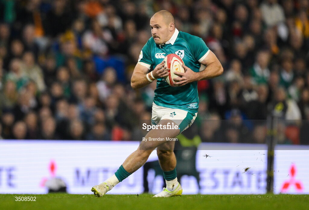 11 July 2026; Jacob Stockdale of Ireland during the 2026 Nations Championship Round Two match between Japan and Ireland at McDonald Jones Stadium in Newcastle, Australia. Photo by Brendan Moran/Sportsfile