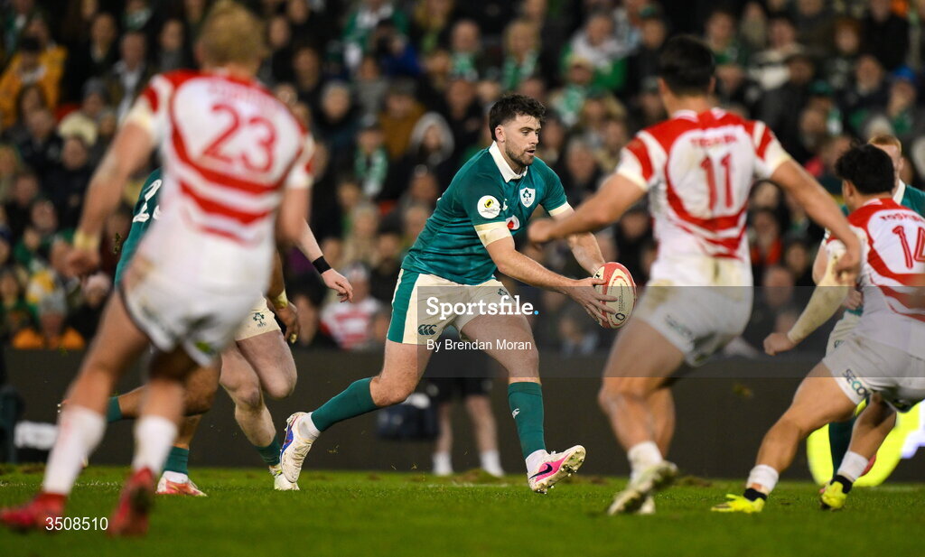 11 July 2026; Harry Byrne of Ireland during the 2026 Nations Championship Round Two match between Japan and Ireland at McDonald Jones Stadium in Newcastle, Australia. Photo by Brendan Moran/Sportsfile