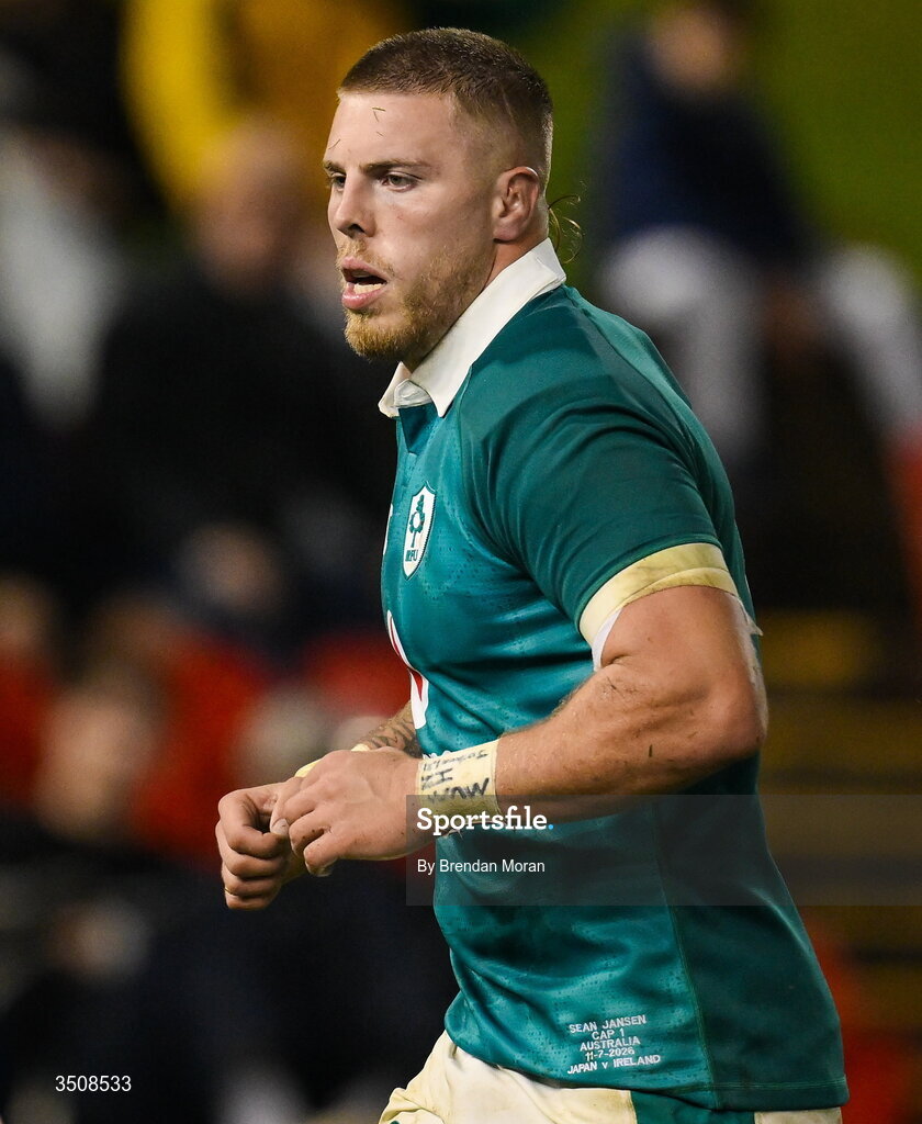 11 July 2026; Sean Jansen of Ireland during the 2026 Nations Championship Round Two match between Japan and Ireland at McDonald Jones Stadium in Newcastle, Australia. Photo by Brendan Moran/Sportsfile