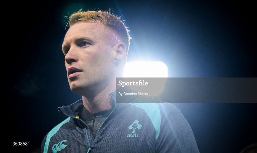 11 July 2026; Ciarán Frawley of Ireland before the 2026 Nations Championship Round Two match between Japan and Ireland at McDonald Jones Stadium in Newcastle, Australia. Photo by Brendan Moran/Sportsfile
