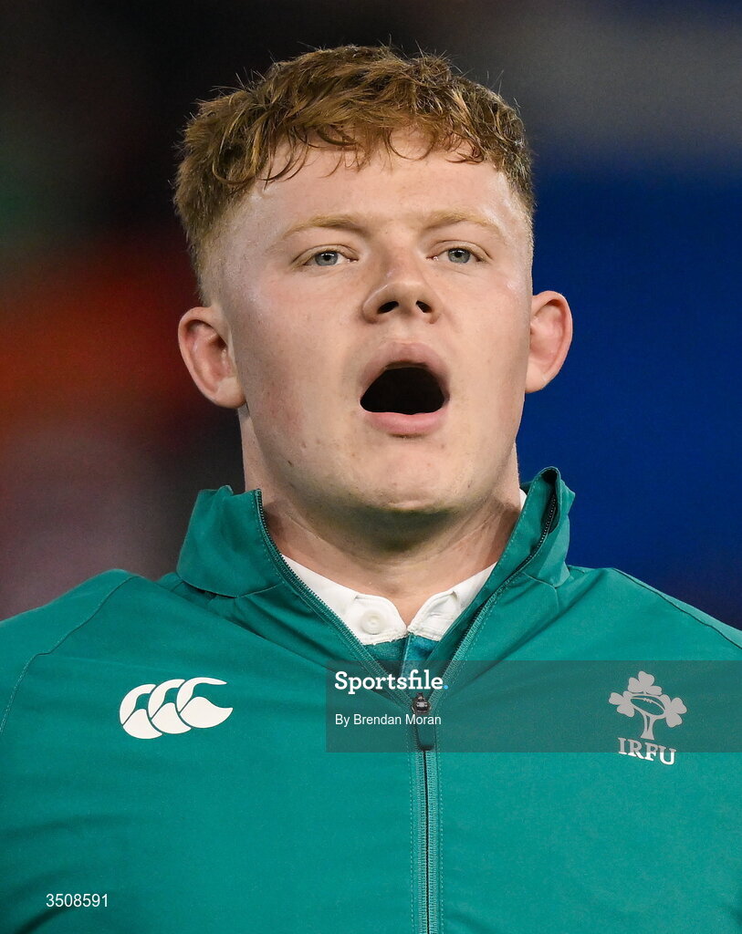 11 July 2026; Bryn Ward of Ireland during Ireland's Call before the 2026 Nations Championship Round Two match between Japan and Ireland at McDonald Jones Stadium in Newcastle, Australia. Photo by Brendan Moran/Sportsfile