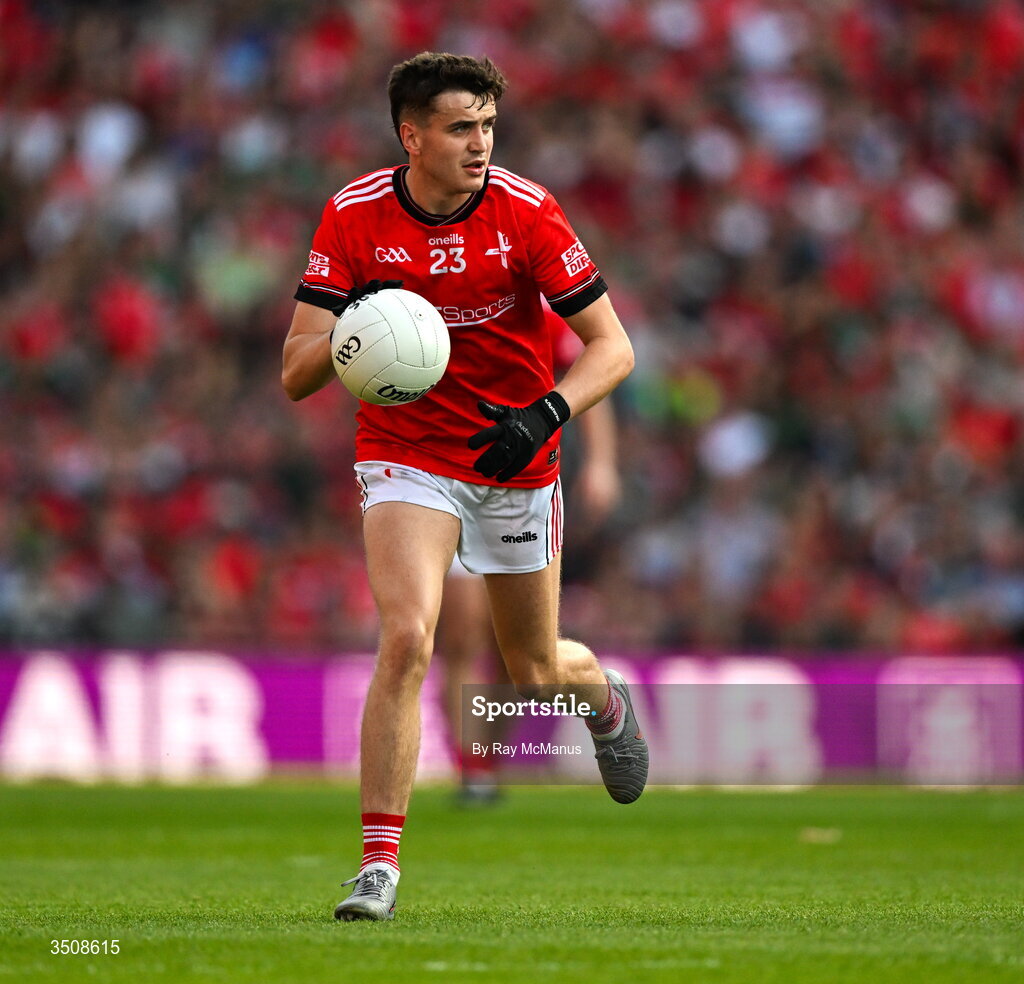 11 July 2026; Tadgh McDonnell of Louth during the GAA Football All-Ireland Senior Championship semi-final match between Mayo and Louth at Croke Park in Dublin. Photo by Ray McManus/Sportsfile