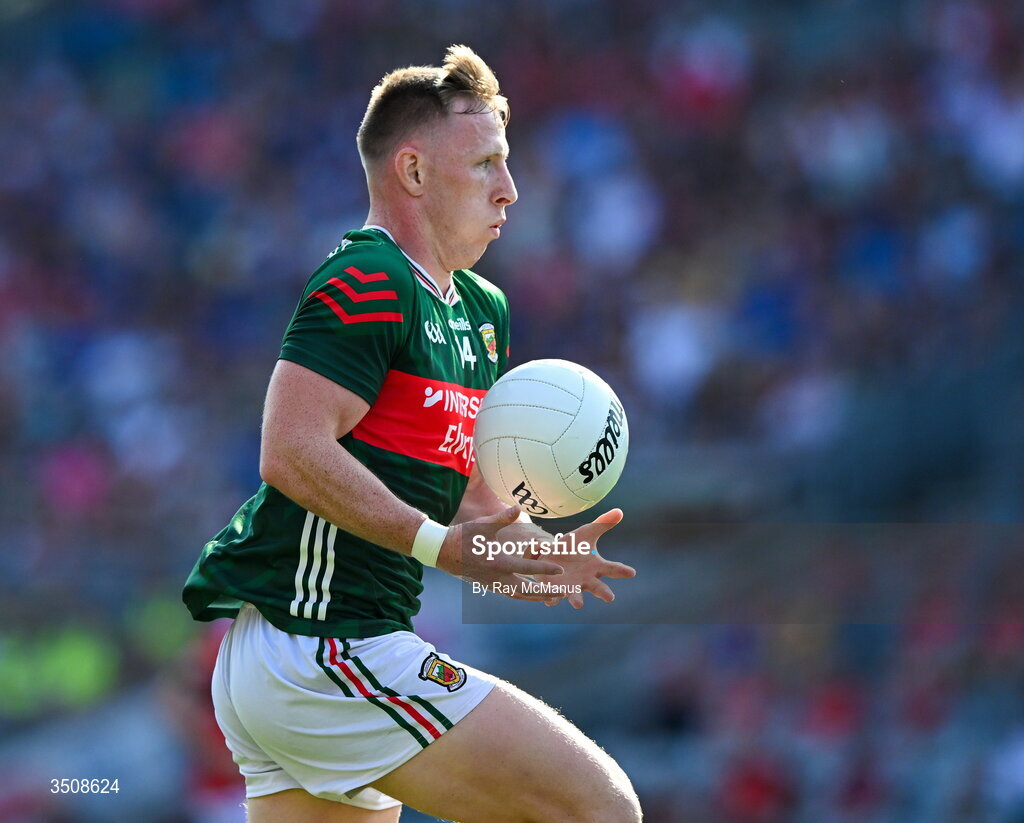 11 July 2026; Ryan O'Donoghue of Mayo during the GAA Football All-Ireland Senior Championship semi-final match between Mayo and Louth at Croke Park in Dublin. Photo by Ray McManus/Sportsfile