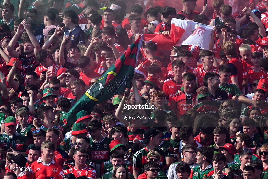 11 July 2026; Mayo supporters on Hill 16 before the GAA Football All-Ireland Senior Championship semi-final match between Mayo and Louth at Croke Park in Dublin. Photo by Ray McManus/Sportsfile