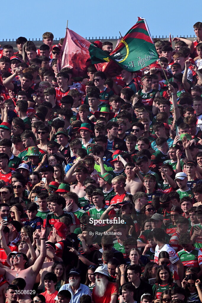 11 July 2026; Mayo supporters on Hill 16 before the GAA Football All-Ireland Senior Championship semi-final match between Mayo and Louth at Croke Park in Dublin. Photo by Ray McManus/Sportsfile