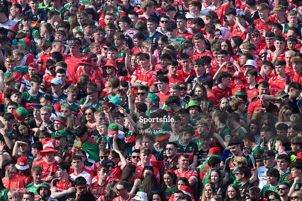 11 July 2026; Mayo and Louth supporters on Hill 16 before the GAA Football All-Ireland Senior Championship semi-final match between Mayo and Louth at Croke Park in Dublin. Photo by Ray McManus/Sportsfile