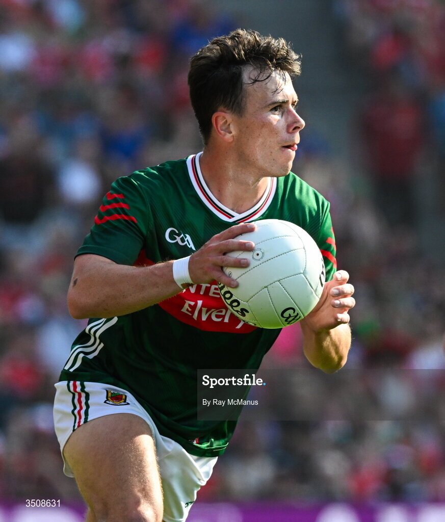 11 July 2026; Paul Towey of Mayo during the GAA Football All-Ireland Senior Championship semi-final match between Mayo and Louth at Croke Park in Dublin. Photo by Ray McManus/Sportsfile