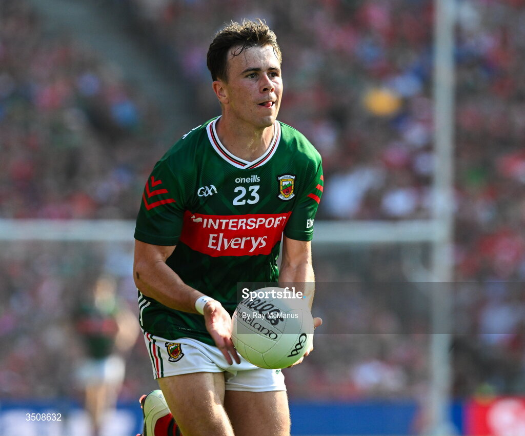 11 July 2026; Paul Towey of Mayo during the GAA Football All-Ireland Senior Championship semi-final match between Mayo and Louth at Croke Park in Dublin. Photo by Ray McManus/Sportsfile