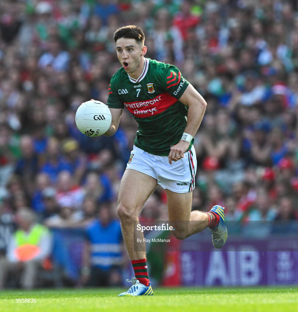 11 July 2026; Enda Hession of Mayo during the GAA Football All-Ireland Senior Championship semi-final match between Mayo and Louth at Croke Park in Dublin. Photo by Ray McManus/Sportsfile