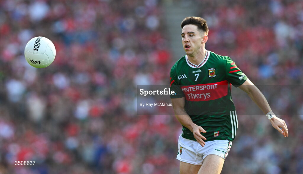 11 July 2026; Enda Hession of Mayo during the GAA Football All-Ireland Senior Championship semi-final match between Mayo and Louth at Croke Park in Dublin. Photo by Ray McManus/Sportsfile
