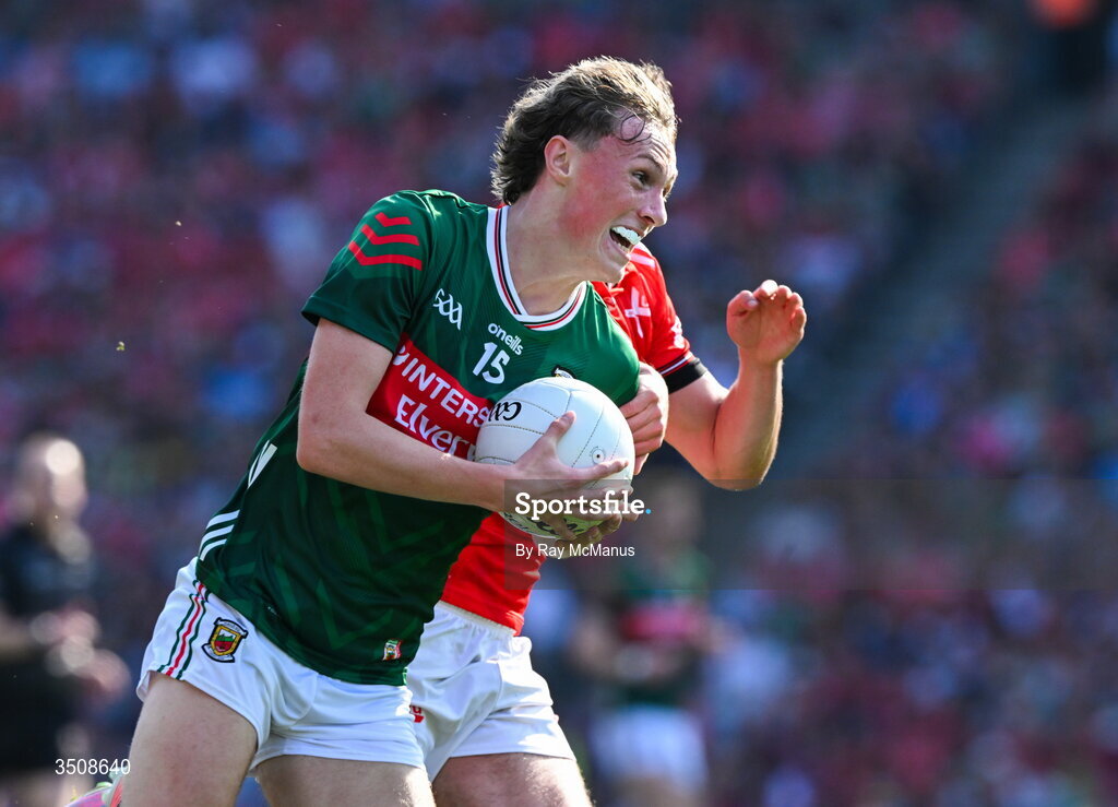 11 July 2026; Kobe McDonald of Mayo during the GAA Football All-Ireland Senior Championship semi-final match between Mayo and Louth at Croke Park in Dublin. Photo by Ray McManus/Sportsfile