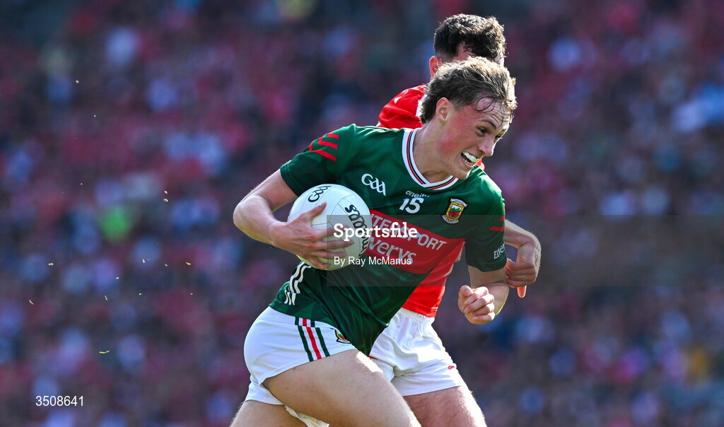 11 July 2026; Kobe McDonald of Mayo during the GAA Football All-Ireland Senior Championship semi-final match between Mayo and Louth at Croke Park in Dublin. Photo by Ray McManus/Sportsfile