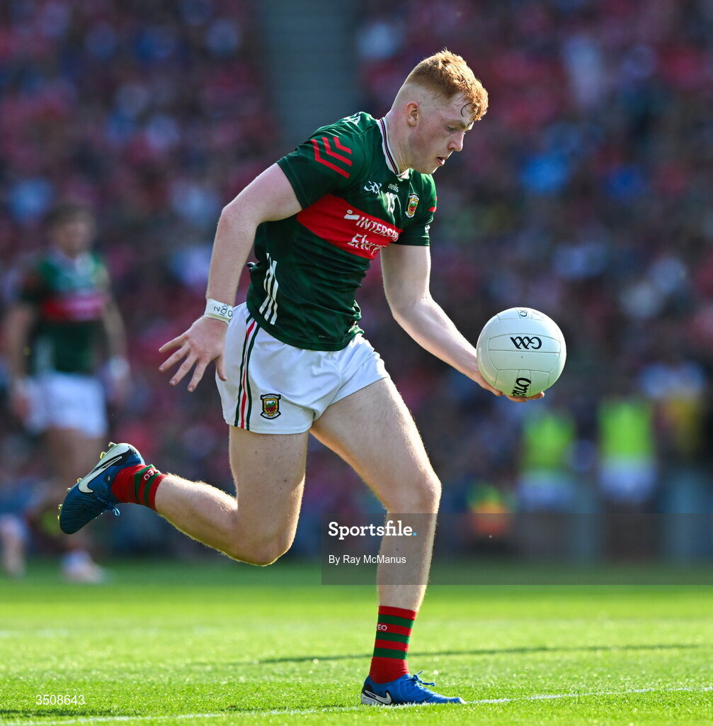 11 July 2026; Darragh Beirne of Mayo during the GAA Football All-Ireland Senior Championship semi-final match between Mayo and Louth at Croke Park in Dublin. Photo by Ray McManus/Sportsfile