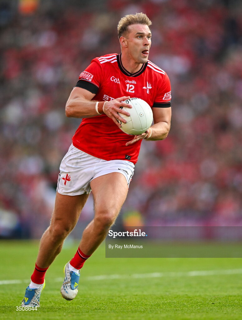 11 July 2026; Conor Grimes of Louth during the GAA Football All-Ireland Senior Championship semi-final match between Mayo and Louth at Croke Park in Dublin. Photo by Ray McManus/Sportsfile