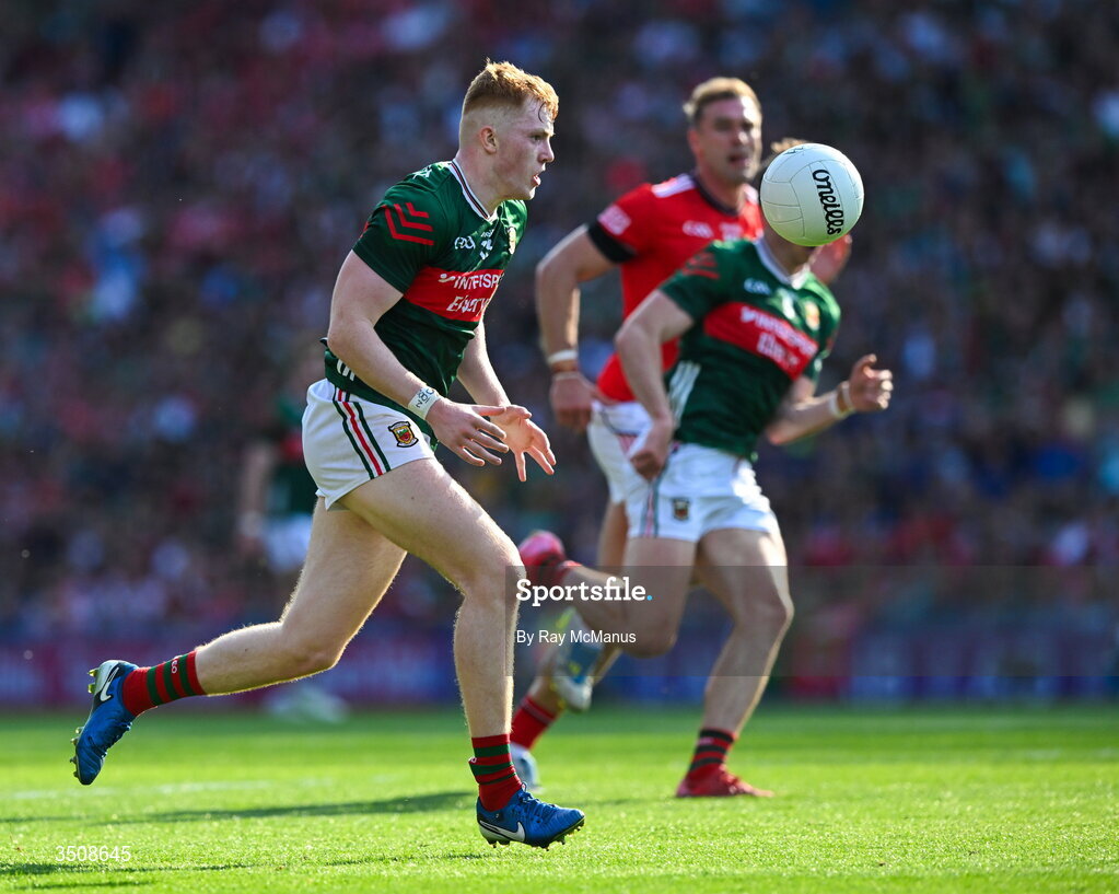 11 July 2026; Darragh Beirne of Mayo during the GAA Football All-Ireland Senior Championship semi-final match between Mayo and Louth at Croke Park in Dublin. Photo by Ray McManus/Sportsfile