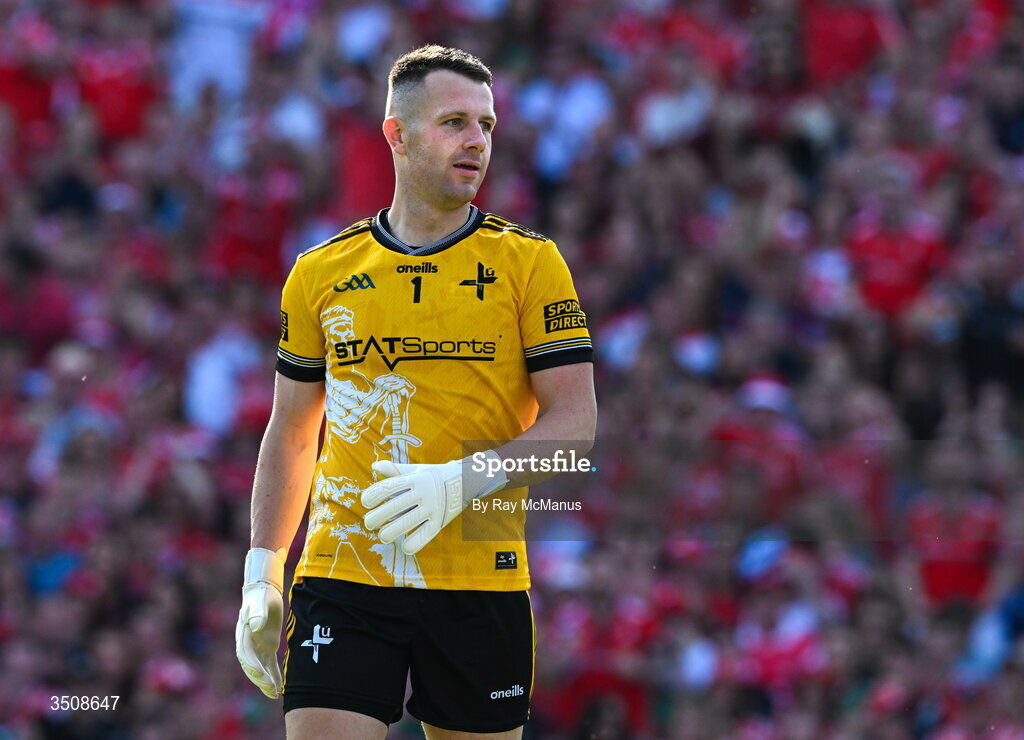 11 July 2026; Louth goalkeeper Niall McDonnell during the GAA Football All-Ireland Senior Championship semi-final match between Mayo and Louth at Croke Park in Dublin. Photo by Ray McManus/Sportsfile