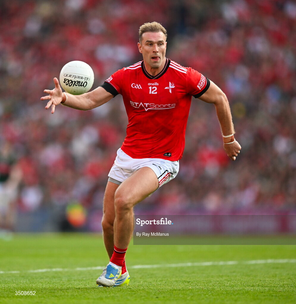 11 July 2026; Conor Grimes of Louth during the GAA Football All-Ireland Senior Championship semi-final match between Mayo and Louth at Croke Park in Dublin. Photo by Ray McManus/Sportsfile