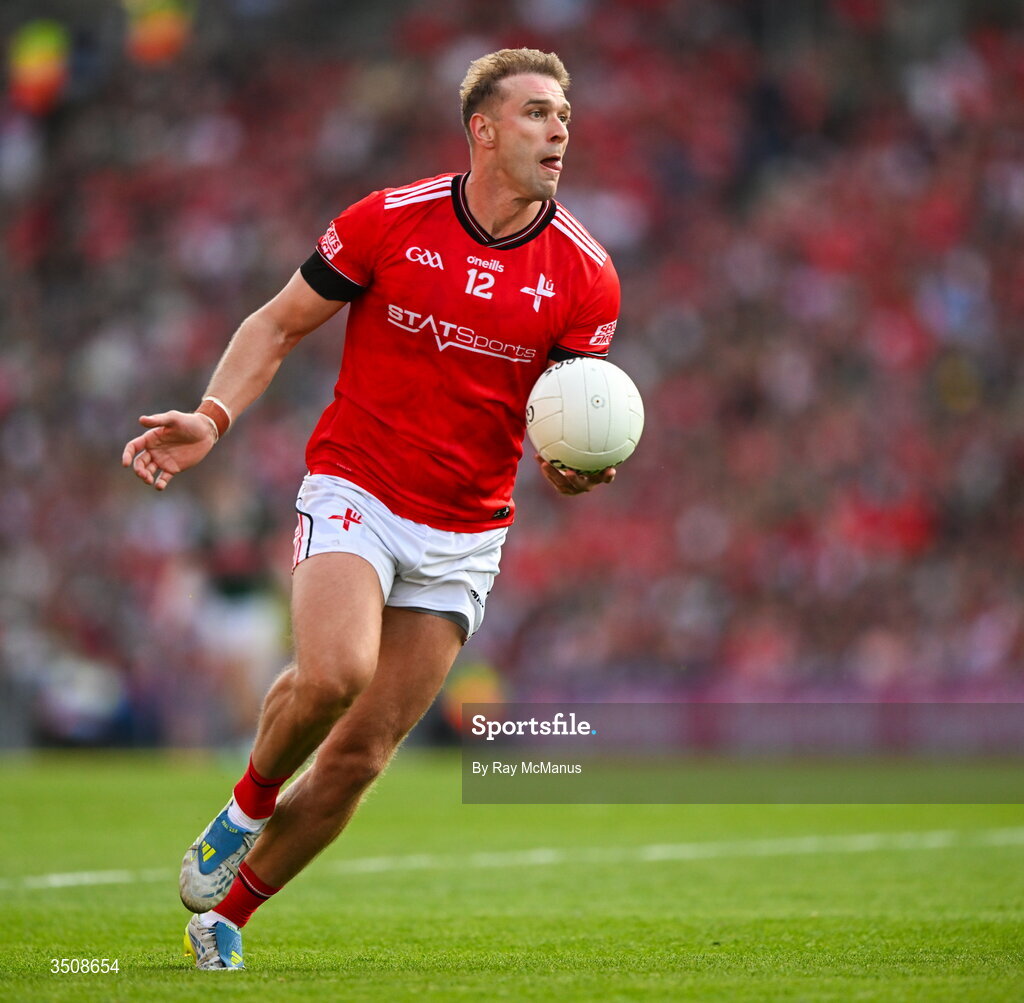 11 July 2026; Conor Grimes of Louth during the GAA Football All-Ireland Senior Championship semi-final match between Mayo and Louth at Croke Park in Dublin. Photo by Ray McManus/Sportsfile