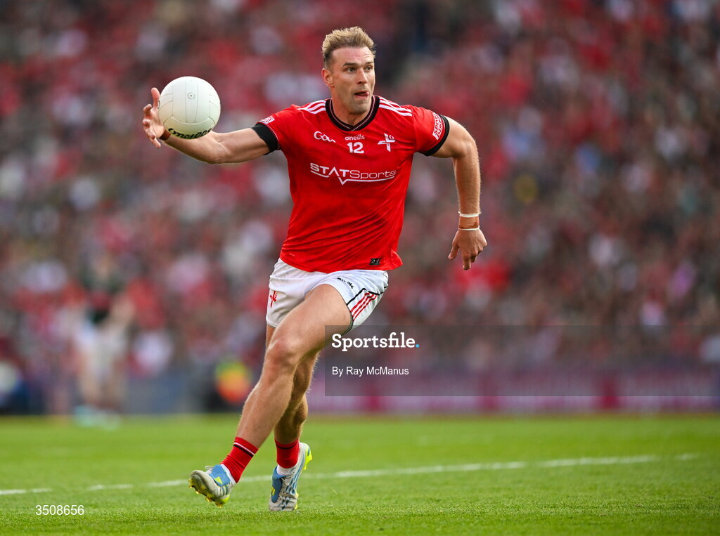 11 July 2026; Conor Grimes of Louth during the GAA Football All-Ireland Senior Championship semi-final match between Mayo and Louth at Croke Park in Dublin. Photo by Ray McManus/Sportsfile