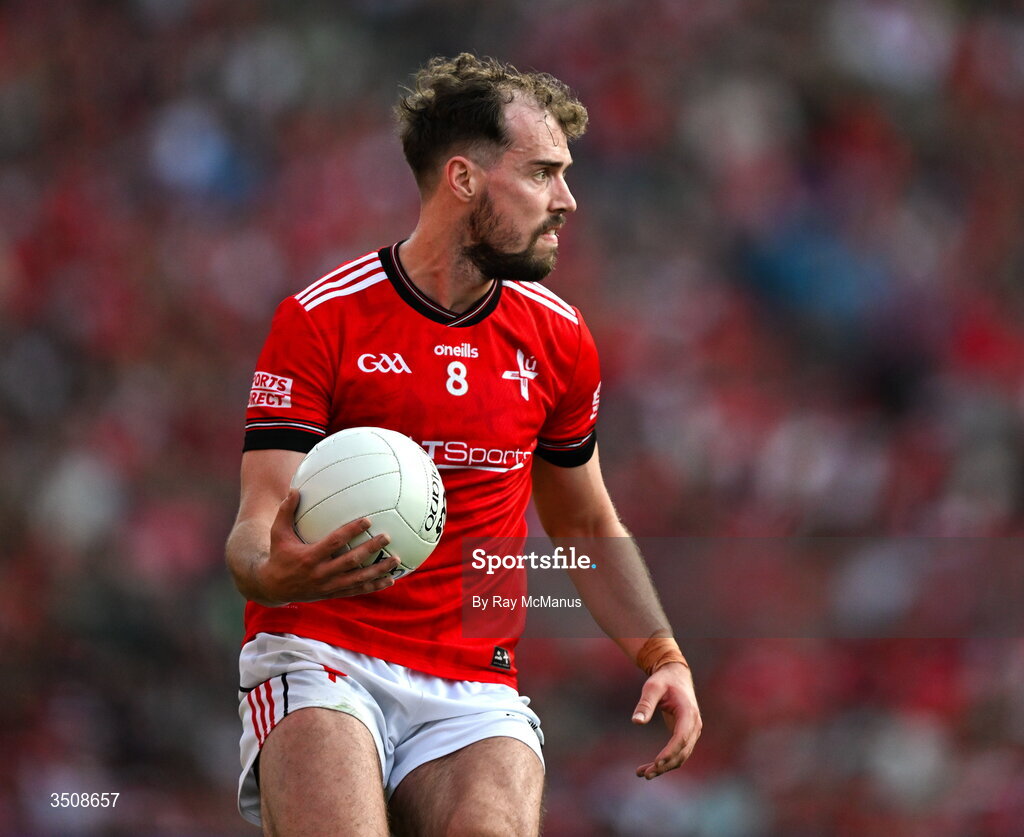 11 July 2026; Conor Early of Louth during the GAA Football All-Ireland Senior Championship semi-final match between Mayo and Louth at Croke Park in Dublin. Photo by Ray McManus/Sportsfile