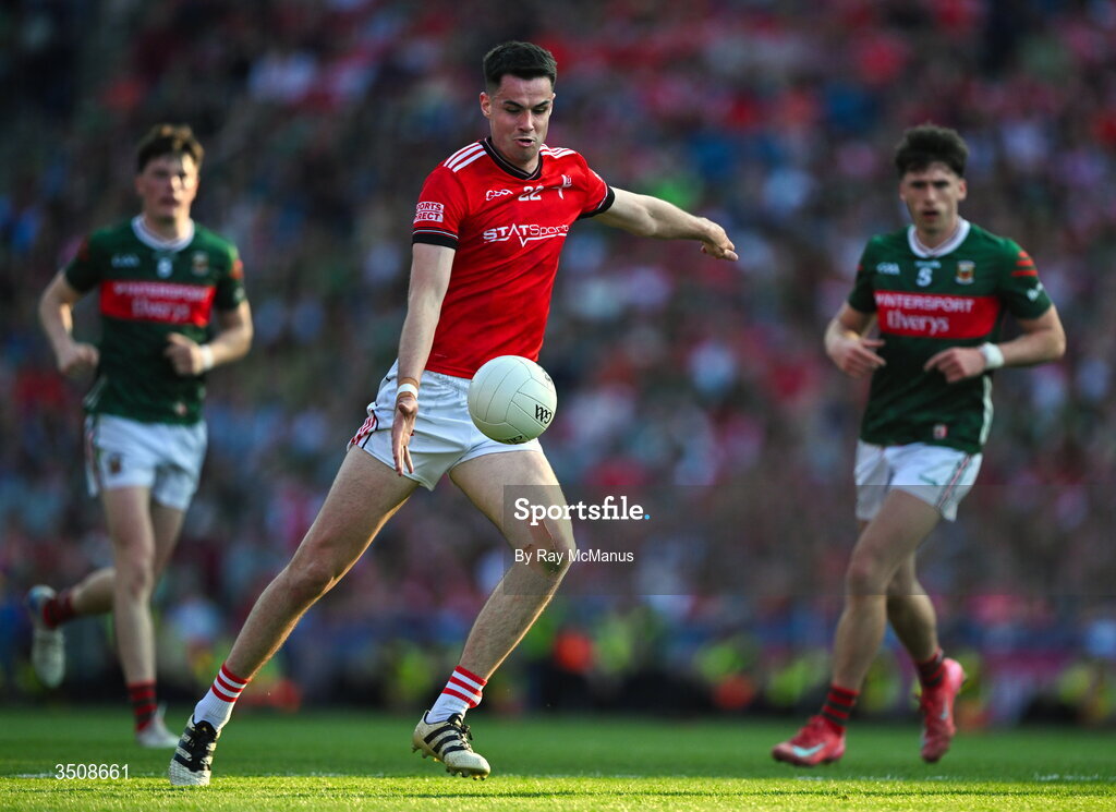 11 July 2026; Conall McCaul of Louth during the GAA Football All-Ireland Senior Championship semi-final match between Mayo and Louth at Croke Park in Dublin. Photo by Ray McManus/Sportsfile