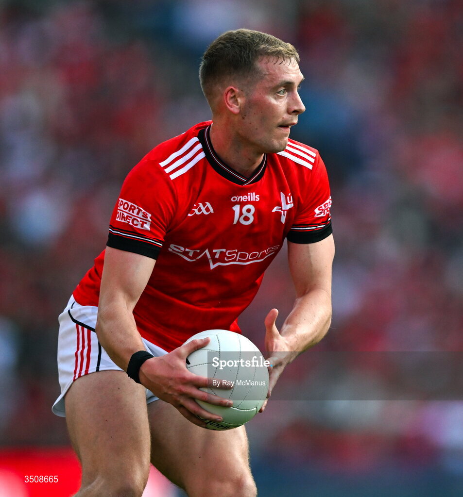11 July 2026; Ciaran Byrne of Louth during the GAA Football All-Ireland Senior Championship semi-final match between Mayo and Louth at Croke Park in Dublin. Photo by Ray McManus/Sportsfile